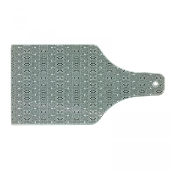 Geometrical Cutting Board, Themed Hatched Motifs with Stripes and Floral Items, Decorative Tempered Glass Cutting and Serving Board, in 3 Sizes, by Ambesonne