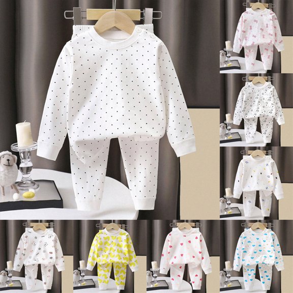Girls Fleece Pajama Set Long Sleeve Tops & Fleece Pants Soft Kids Sleepwear Cute Prints,soft‑touch 6-12 Months 12-24 Months 2t 3t 4t 5t 6t 7t 8t 9t Children Beige 3-4 Years