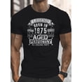 thumbnail image 3 of 1975 Retro Vintage Men's T-Shirt - 50th Birthday Gift for Men Born in 1975, Black with White Lettering Design, Round Neck Short Sleeve Casual Summer Tee, Machine Washable, Vintage T Shirts, 3 of 15