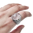 thumbnail image 2 of Rose Quartz Mans Ring, Natural Rose Quartz ring, Silver Jewelry, 925 Silver Ring, Birthday Gift, Heavy Mens Ring, Arabic Design, Ottoman Style Ring, Christmas, Turkey Mens Signet Ring, 2 of 7