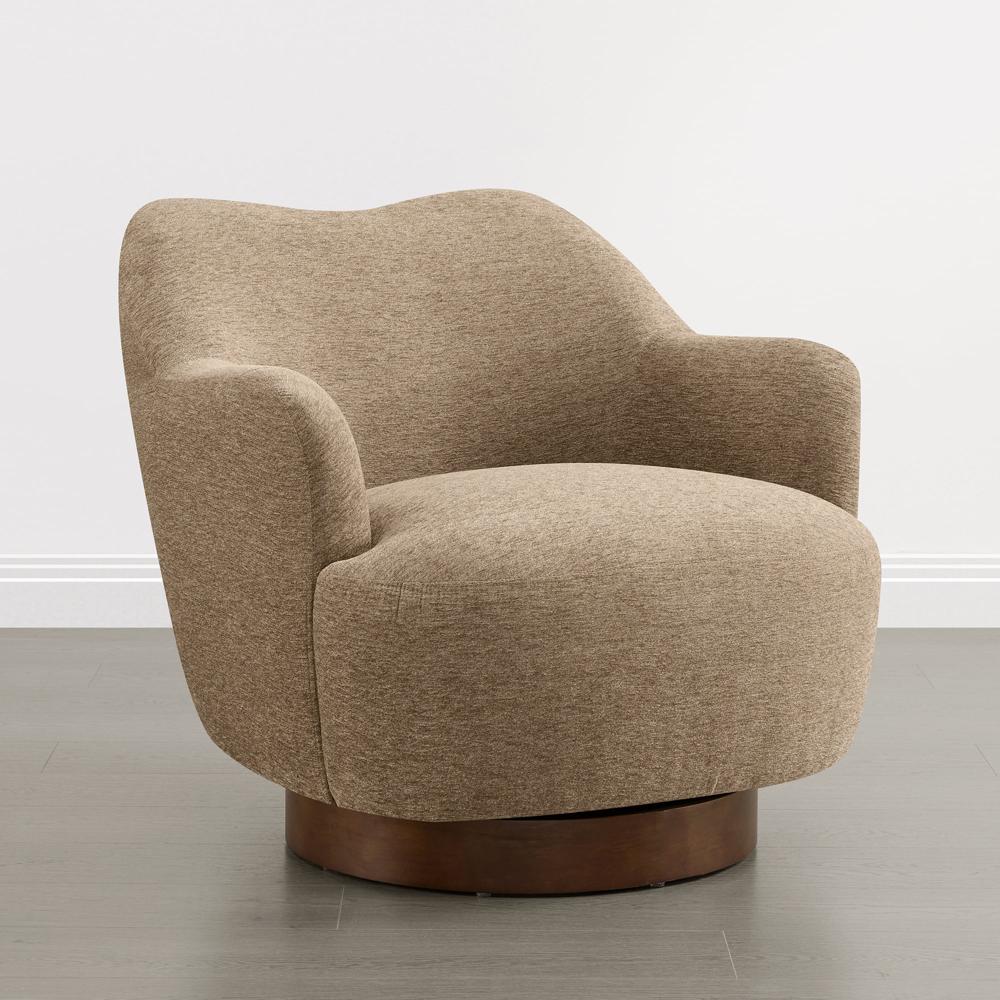 Spruce & Spring Swivel Accent Chair, Upholstered Barrel Armchair for Living Room Bedroom Reading Nook, Sand