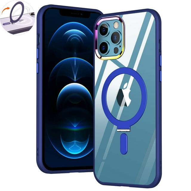Allytech iPhone 12 Pro Max Case, iPhone 12 Pro Max Magsafe Case with Stand, Clear Back Cover