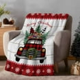 thumbnail image 2 of Christmas Truck Flannel Blanket for Bed,Travel and Camping, Xmas Car Pine Tree Snow Grey Wood Red Plaid Super Soft Cozy Blanket for All Seasons 40"x60", 2 of 9