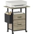 thumbnail image 1 of Classeur à 2 Tiroirs avec Plateau Allongé de 24 Po, Classeur Mobile, Classeur Vertical Roulant avec Sac de Rangement, Support d'Imprimante pour Format A4/lettre, Tiroir en Tissu, Chêne Gris, 1 of 14