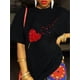 thumbnail image 1 of 1pc Women'S Casual Round Neck Short Sleeve T-Shirt with Red Heart and Fragment Print, Cotton Knit Fabric, Lightweight 180g/m2 - all Season Fashion Top, 1 of 6
