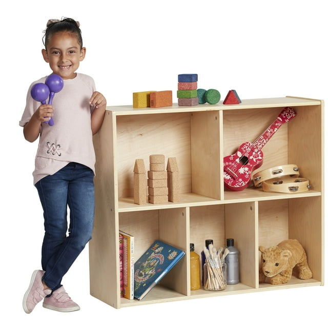 ECR4Kids Birch Streamline 5-Compartment Storage Cabinet, Wood Toy Storage Shelves for Kids, 30" H