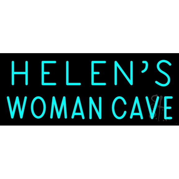 Helens Woman Cave LED Neon Sign 12 x 32 - inches, Black Square Cut Acrylic Backing, with Dimmer - Bright and Premium built indoor LED Neon Sign for Women Cave room.