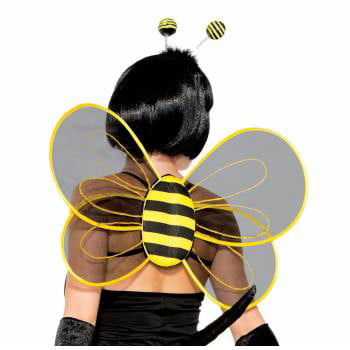 Yellow and Black Bumble Bee Honeybee Wig with Antlers Fancy Dress Acessory