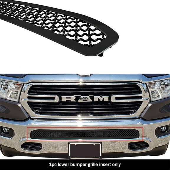 2019-2022 Ram 1500 Without Sensor (Excl. 19-21 Ram 1500 Classic, Excl. Rebel And Trx) Stainless Steel Black Powder Coated Finish 2.5Mm Wire Mesh Black Wire Mesh Grille