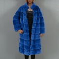 thumbnail image 4 of Lilgiuy Womens Ladies Warm Faux Furry Coat Jacket Winter Solid V-neck Outerwear Blue，12（XXL） Winter Dresses for 2022, 4 of 5