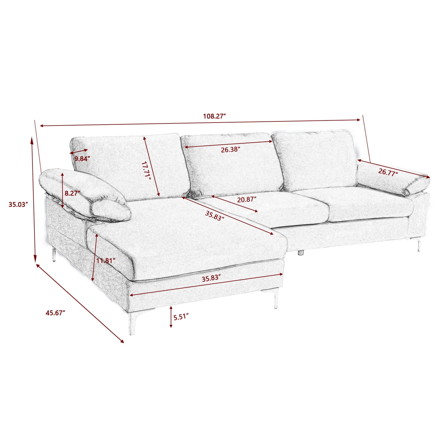 Kepooman Modern Mid Century L Shaped Sectional Sofa Bed, Convertible Sofa Couch for Living Room, Purple Kepooman Modern Mid Century L Shaped Sectional Sofa Bed, Convertible Sofa Couch for Living Room, Purple