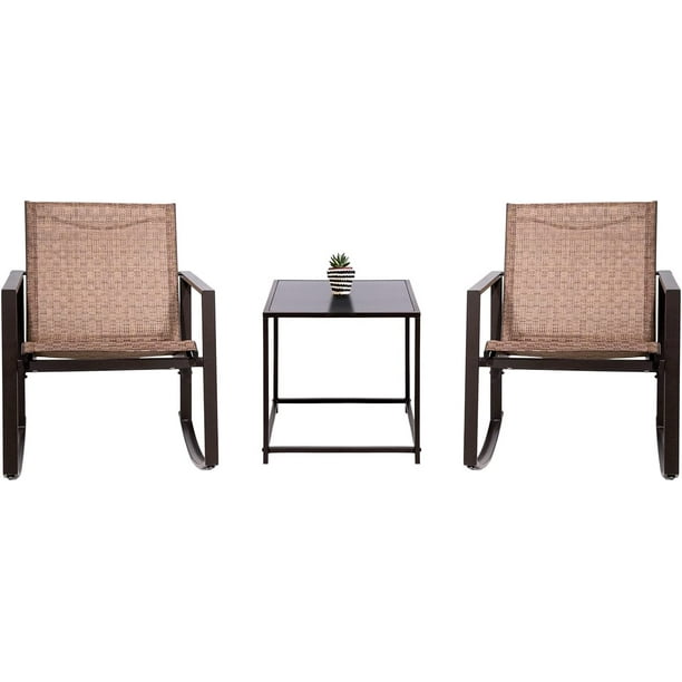 LEVELEVE 3pcs Patio Rocking Chair Outdoor Furniture Porch Chairs