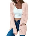 thumbnail image 2 of nerohusy Cardigan Sweaters for Women Open Front Button Down Cardigans Lightweight Shurg Sweater Coat Fashion Fall Outfits Pink,XXL, 2 of 6