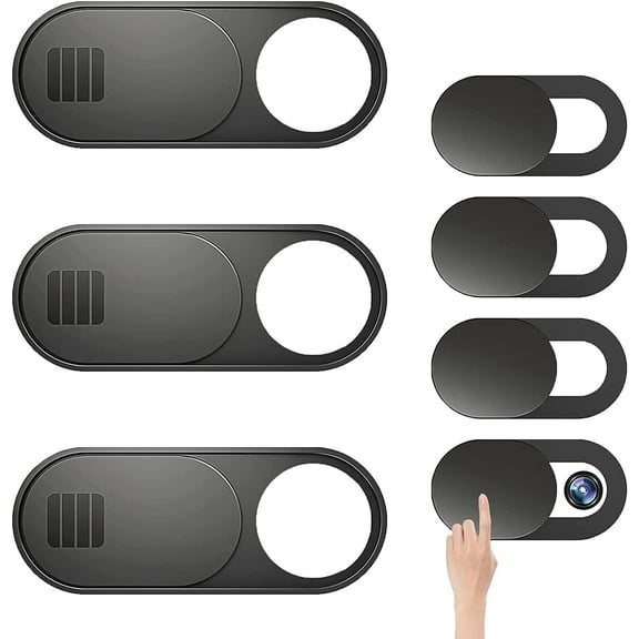 Laptop Mac Camera Cover Slide Cute, 7 Pack Webcam Cover MacBook Web Camera Blocker Cover for iMac, PC, iPad, Phone, Tablet, Desktop, Protect Your Privacy(Black-Tow Size)