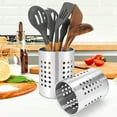 thumbnail image 2 of Iaukyu Stainless Steel Kitchen Utensil Holder Flatware Cylinder Silverwares Draining Organizer Drying Rack with Round Drain Holes for Forks, Knives, Spoons, Chopsticks, 2 of 7