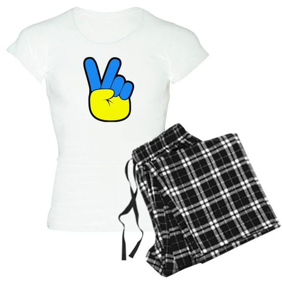 CafePress - Ukrainian Flag Peace Sign Ukraine Native H Pajamas - Women's Short Sleeve Print T-Shirt and Pants Light Cotton Pajama Set