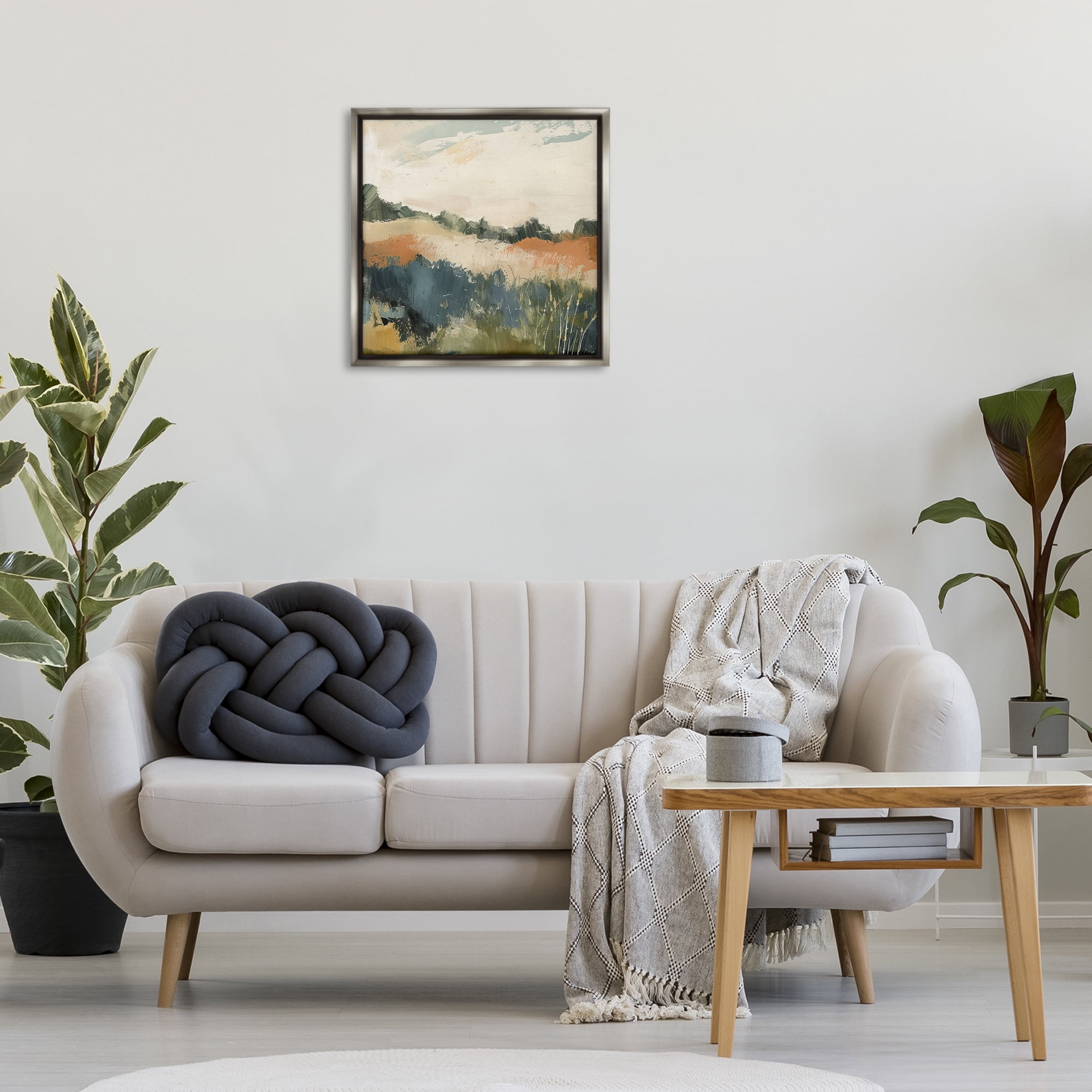Stupell Industries Abstract Neutral Landscape Landscape & Nature Painting Gray Floater Framed Canvas Art Print Wall Art, 25 x 25