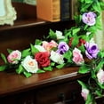 thumbnail image 3 of Mdesiwst Artificial Fake Silk Rose Flower Ivy Hanging Garland Home Decor, 3 of 6