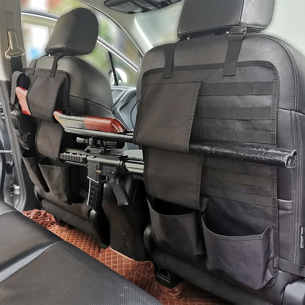 2PCS Tactical Seat Back Organizer Molle Car Backseat Gun Rack Shotgun