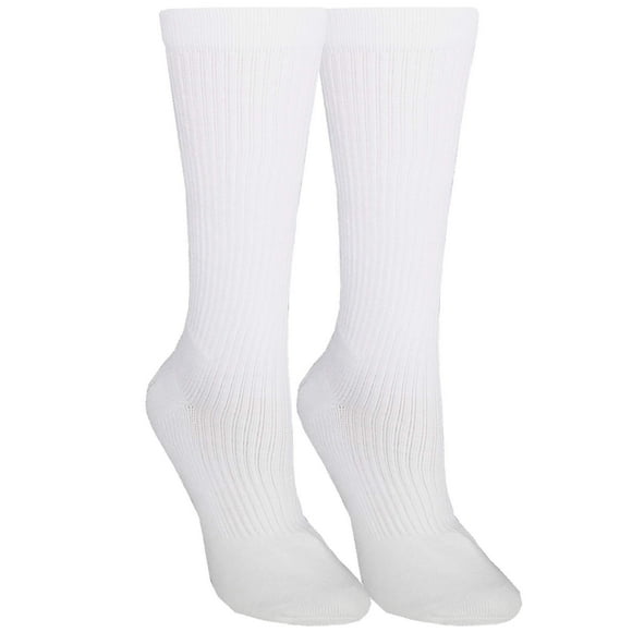 NuVein 15-20 mmHg Medical Compression Socks, Mid Calf Crew Length, Padded Cushion Foot, White, Small