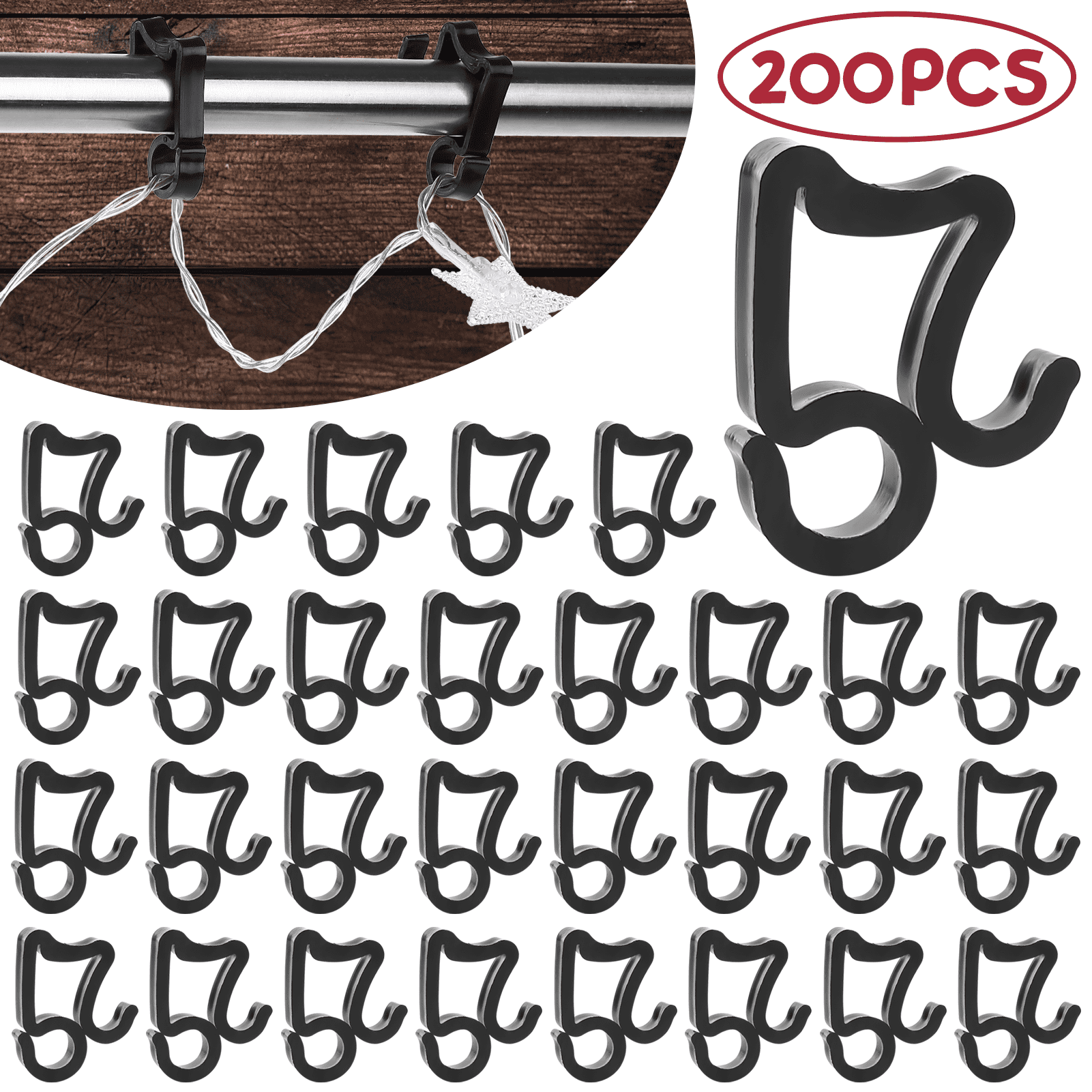 200Pcs S Shaped Light Hanger Hooks Christmas Gutter Light Clips for