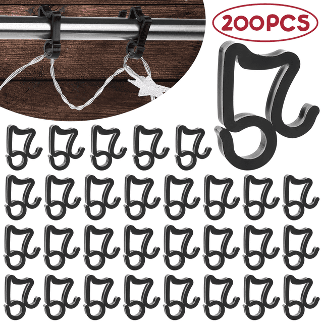 200Pcs S Shaped Light Hanger Hooks Christmas Gutter Light Clips for Outdoor Decorative String