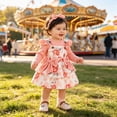 thumbnail image 2 of CAUYDY Baby Girl Matching Outfit Sets 3 6 9 12 Months Newborn Long Sleeve Romper Bodysuit Dress Headband 3PCS Toddler Fall Winter Vintage Clothing Light Pink Sizes 0-3 Months, 2 of 3