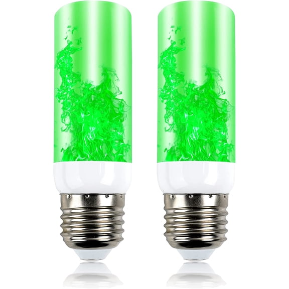 FZFLZDH 2 Pack LED Flame Effect Light Bulbs, 3 Mode Colorful Fire Flickering Decorations,E27 Base 5W Upside Down Simulated Flicker Lamp, for Christmas Halloween Party