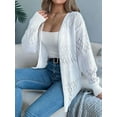 thumbnail image 5 of Womens Summer Crochet Cardigan Long Sleeve Light-Weight Casual Knit Sweaters White XL, 5 of 8