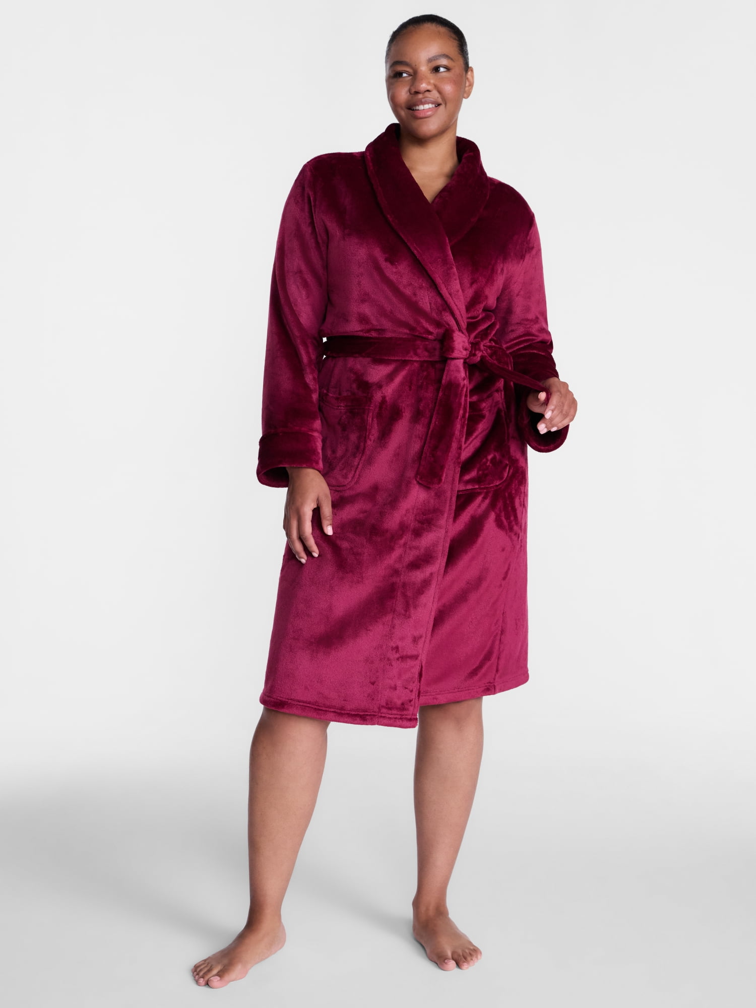 Joyspun Women's Plush Robe, Sizes S to 3X