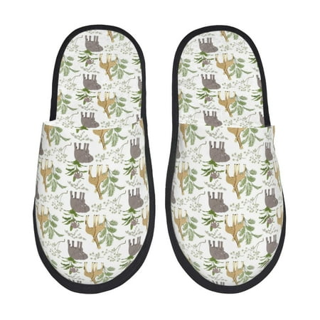 

Qekee Jungle Animal Print Furry Slippers for Women and Men House Slipper Funny Bedroom Slippers Indoor -Large