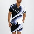 thumbnail image 2 of Stamzod Mens Vacation Outfits 2 Piece Summer Short Sleeve Graphic Button Down Shirts and Shorts Loungewear Daily Casual Plus Size Sweatsuits for Men Dark Blue XXXL, 2 of 5
