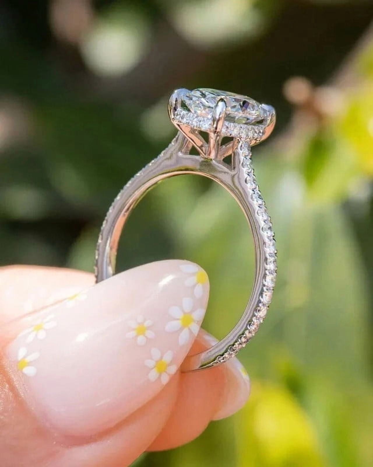 solitaire jewels 2.75CT Oval Moissanite Hidden Halo Engagement Ring For Women, 14K Yellow Gold