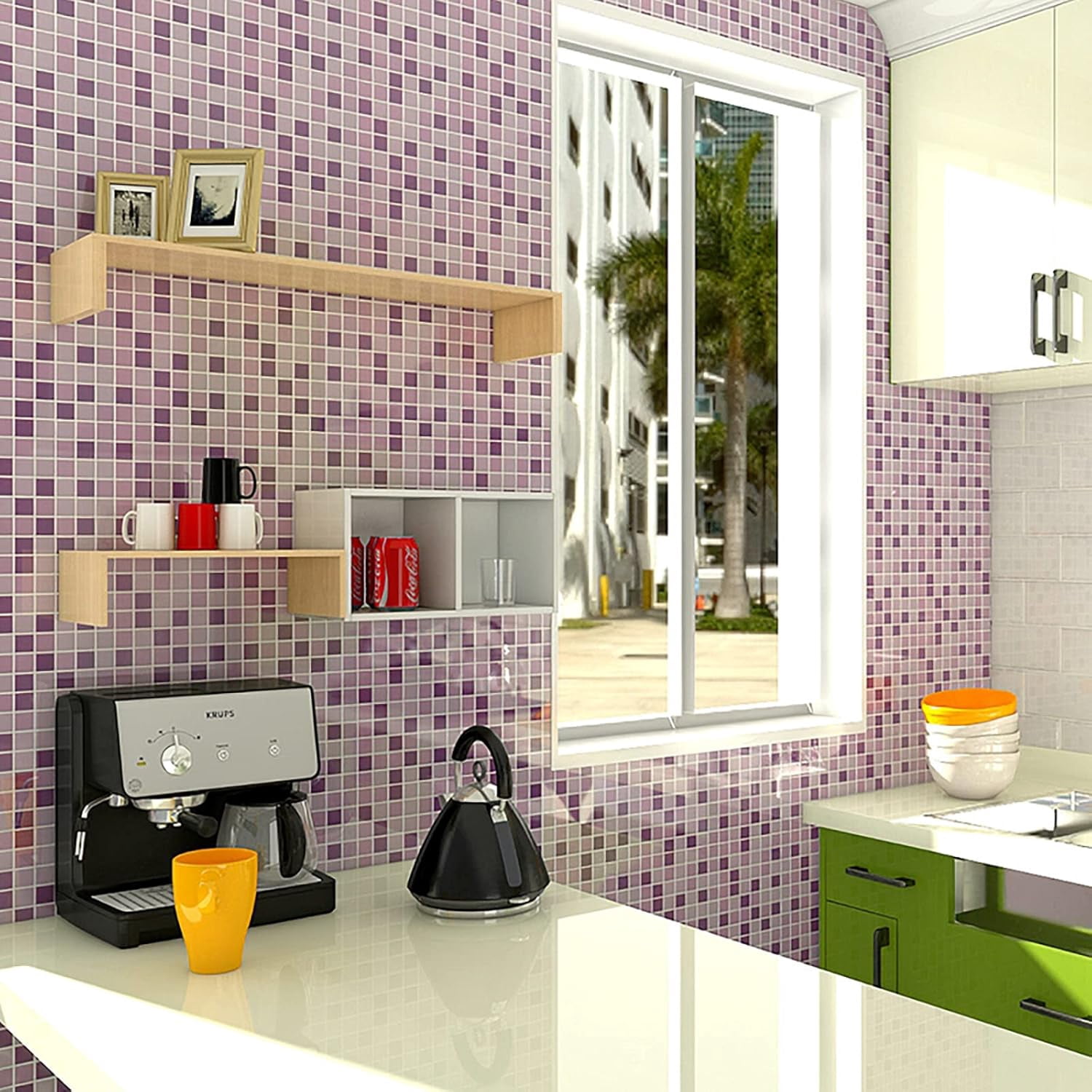 200 Pieces Ceramic Mosaic Tiles – 0.4x0.4", for Crafts, Mosaic Projects, Color Mix, Available in 8 Color Options (Purple, Full Color, Coffee, Red/Orange, Green, Blue, Black/White/Gray, Treasure Blue)