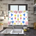 thumbnail image 4 of Yayeee Kitchen Curtains Tier Pair Light Filtering 27"x36" Rod Pocket Short Cafe Window Panel, Blue Retro Triangles, 4 of 7