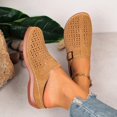 thumbnail image 4 of Purcolt Clogs for Women Comfortable Casual Hollow-out PU Leather Closed Round Toe Arch Support Slip On Flat Shoes Lightweight Memory Foam House Shoes with Buckle, 4 of 9