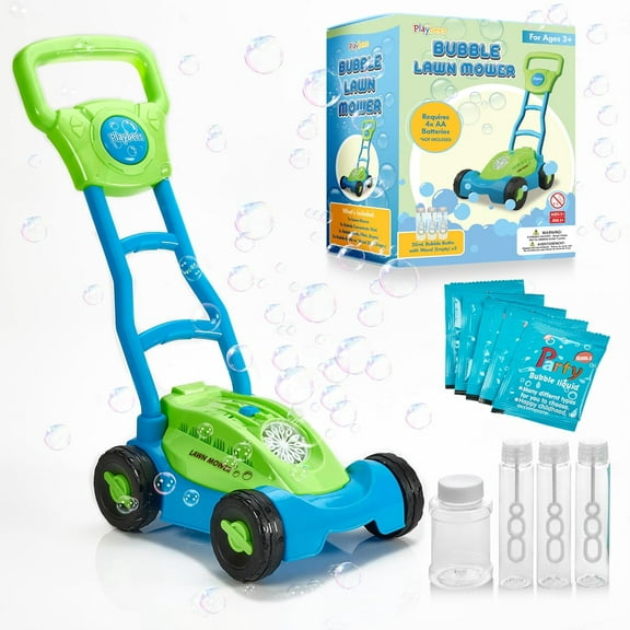 Bubble Lawn Mower Kids Bubble Blowing Machine Indoor Outdoor Push Gardening Toys Birthday Gifts for Preschool Toddlers Boys Kids Age 1 2 3 4 5 - Sunny Days Summer Entertainment