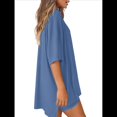 thumbnail image 3 of Traje Casual de Dos Piezas para Mujer, Camisa Holgada de Verano, Pantalones Cortos de Ciclismo, Ropa de Viaje para el Aeropuerto. Azul XXL, 3 of 7