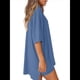thumbnail image 3 of Traje Casual de Dos Piezas para Mujer, Camisa Holgada de Verano, Pantalones Cortos de Ciclismo, Ropa de Viaje para el Aeropuerto. Azul L, 3 of 7