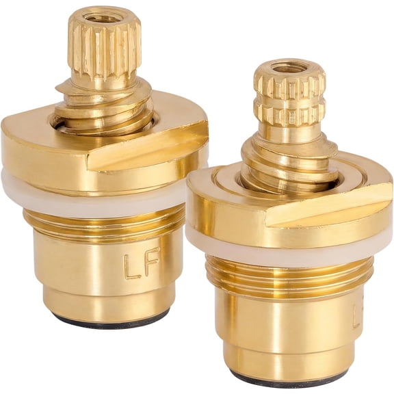 Hot & Cold Faucet Stem Replacement Pair for Lavatory & Kitchen Faucets, Brass Finish