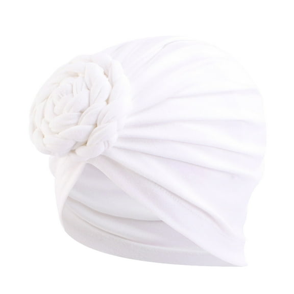 HUKOEMPN Head Scarf Women Muslim Turban Hat Cancer Chemo Cap Hair Bonnet Wrap Cover Hats for Women White