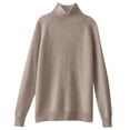 thumbnail image 4 of Womens Turtleneck Long Sleeve Sweater Tops Casual Soft Knit Fit Lightweight Basic Pullover Fall Work Outfits Camel L, 4 of 4