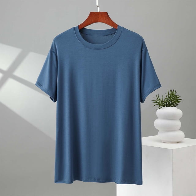 Kalauyu T-Shirts d'Entraînement pour Hommes Dry Fit Athlétiques à Manches Courtes T-Shirts Col Rond Modal Coton Évacuation de l'Humidité Gym Course Performance T-Shirt