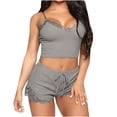 thumbnail image 2 of Summer Saving Clearance AXXD Loose Shorts for Woman Sexy Lingerie Solid Pajamas Sleeveless Lace Cami Shorts Pajama Set Spring Gift for women under 10$ for Work, 2 of 5