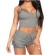 thumbnail image 2 of ICHUANYI Clearance Women Sexy Lingerie Fashion Solid Pajamas Sleeveless Lace Cami Shorts Pajama Set(Gray, L) ICHUANYI WER2023081402966, 2 of 5
