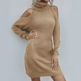 thumbnail image 2 of Sweater Dresses for Women Casual Solid Long Sleeve Womens Round Neck Tunic Tops Sweater Dress, 2 of 5