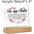thumbnail image 2 of Gift for Sister - Best Sister Gifts From Sisters - Sister Birthday Gifts Ideas - to My Sister Clear Desk Sign Decor Home Bedroom Desk Decor (4 x 4 Inches), 2 of 4
