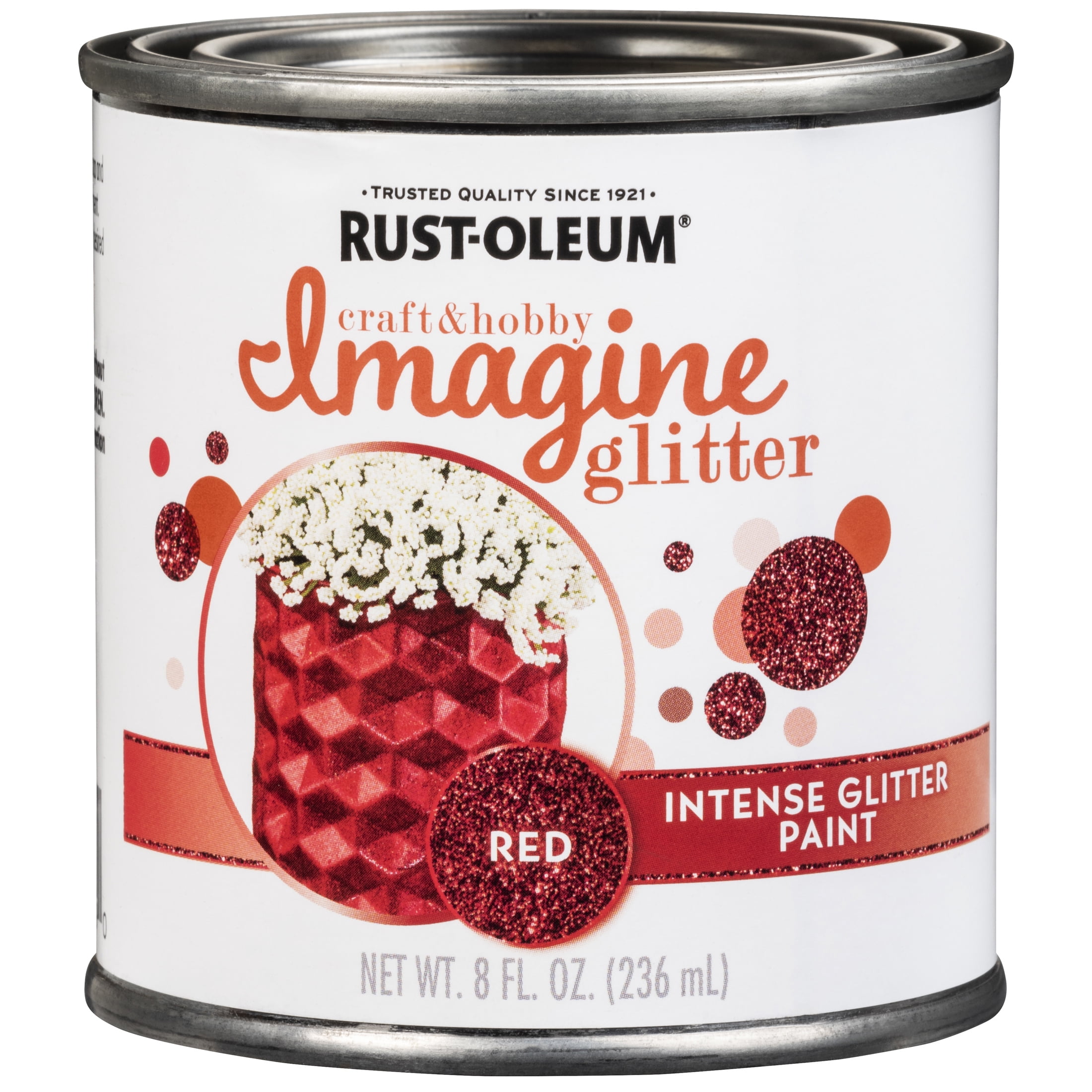4 Pack, Red, Rust-Oleum Craft & Hobby Imagine Intense Glitter Paint- 350119, 1/2 Pint