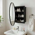 thumbnail image 6 of Round Bathroom Mirror Cabinet Single Door Wall Mounted Bathroom Cabinet Storage Cupboard Ready Assembled with Adjustable Shelf, 6 of 11