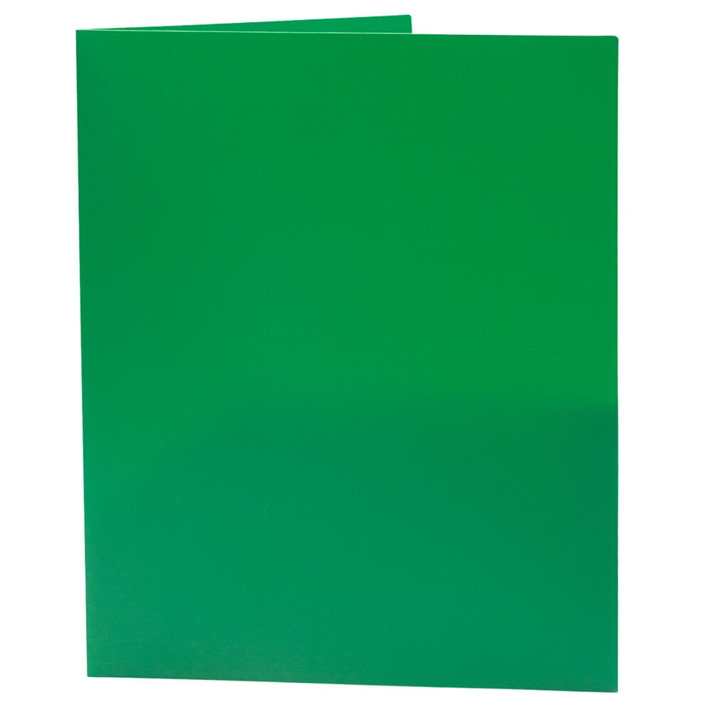JAM Paper Plastic 2 Pocket School POP Folders, Green, 3/Pack